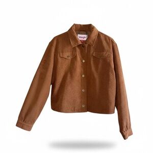 Wrangler Copper Brown Button-Front Cropped Jacket